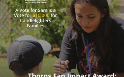¡Ayuda a Sam Hiatt de los Thorns a ganar 10K para Candlelighters!