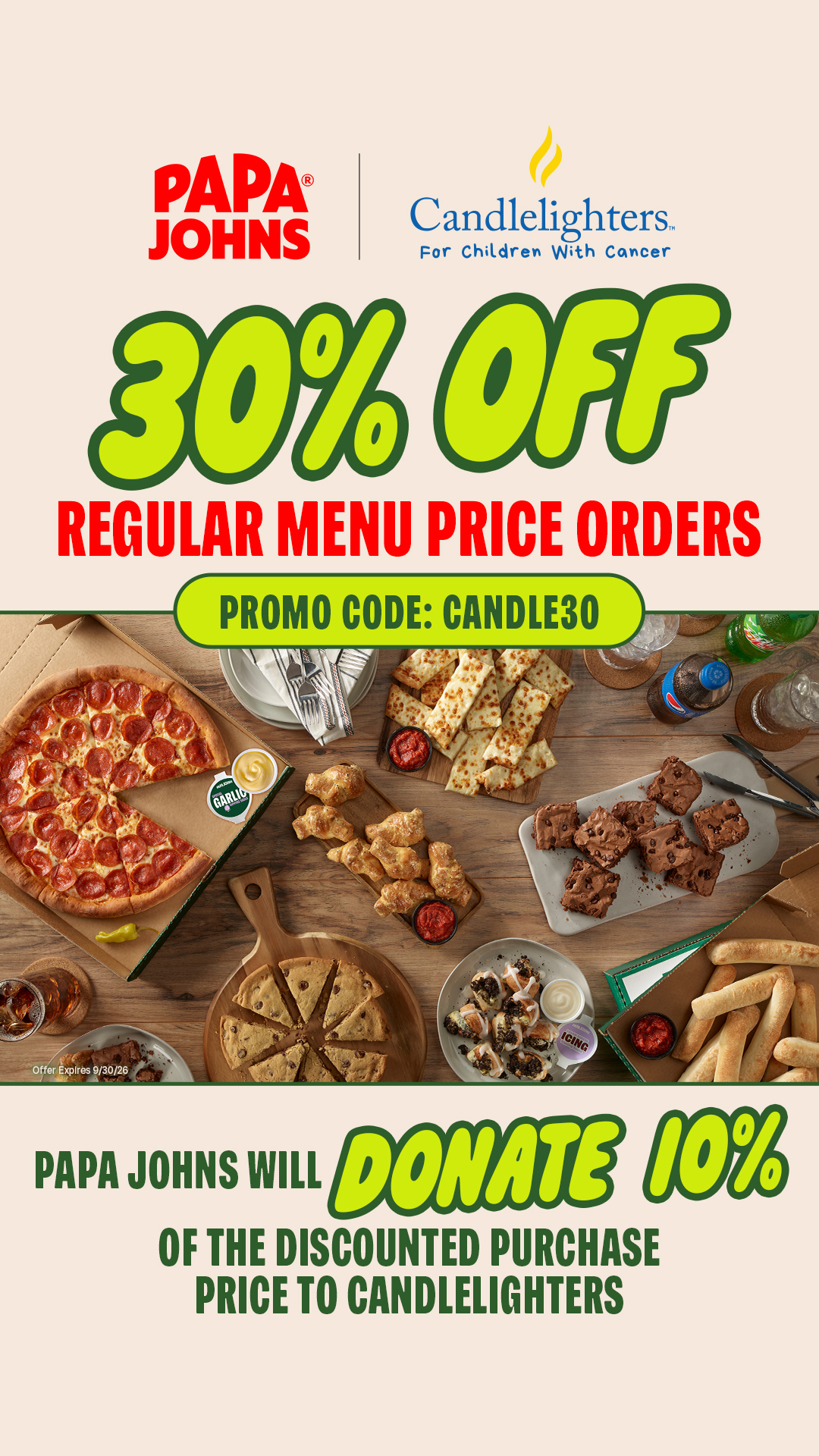 Papa Johns Promotion & Giveback for Childhood Cancer Awareness Month